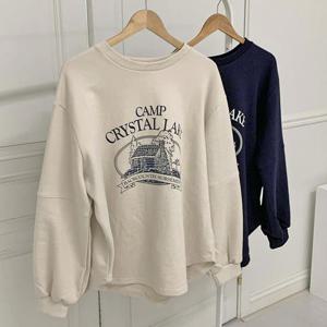 [강물처럼]빅사이즈나염티 Q647L502 캠프프린팅오버핏맨투맨 MO