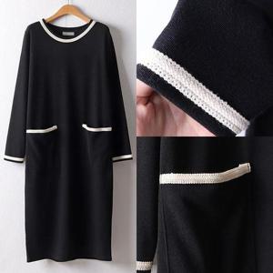 [강물처럼]위쉬몰 NB 라인배색포켓롱원피스(I017H502) 빅사이즈