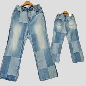 [강물처럼]빅사이즈빈티지바지 T813L502 큐브밴드와이드데님팬츠