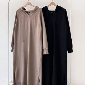 [강물처럼]빅사이즈니트원피스 T817L502 베리니트끈후디원피스 A