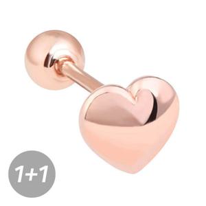 미니아트 하트 도형 14K 로즈골드 금침 피어싱 귀걸이 2종