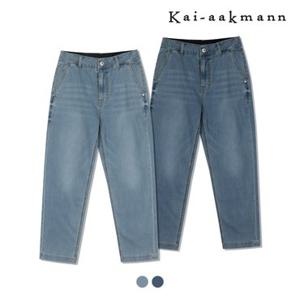 [카이아크만]유니)저온스 데님워싱 1/2인밴딩 루즈테이퍼드 치노 데님(FKRMDDZ760P)
