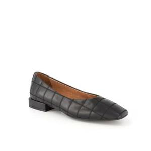 [금강제화(여성)]여성 르느와르 스퀘어 토 엠보시드 플랫 펌프스 RENPUC3844G1 블랙