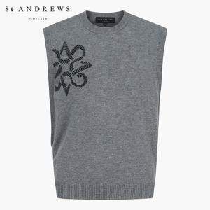 [세인트앤드류스] 남성 별 심볼 오버핏 라운드 니트 베스트