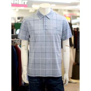 크로커다일 세이브존03 남성 여름 체크 배색 패턴 반팔 카라 티셔츠 SAVCDAA9TS2486