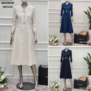 [미니멈]MD 카라넥 버튼포인트 A라인 원피스 MD MYBGWO3090 MD_C