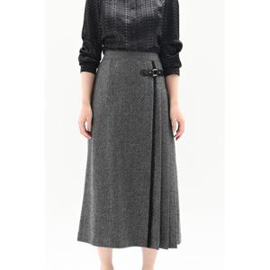 [비꼴리끄(여성)]울 크로스체크 비조 랩스커트 B234WK1020