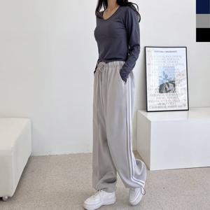 [179st.w]GTT G277W 여자 커플 트레이닝 두줄 트랙 와이드 팬츠(