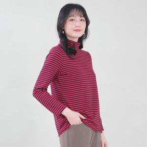 애비뉴투지 엄마옷 코트나 보송 반폴라 기모 스트라이프 겨울 티셔츠 A11315