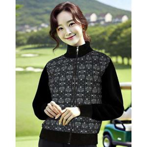 닥스 골프 여성 24FW 가격인하PREMIUM 블랙 패턴 구스다운 하이브리드 방풍 집업 DNSW4D729BK