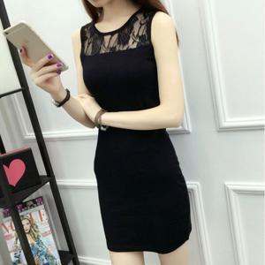 시스루 레이스 민소매 여성스러운 원피스 슬림라인