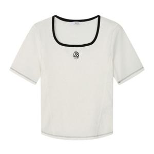 [르샵]25l3l22jts010u스퀘어넥 립배색 자수 반팔티셔츠