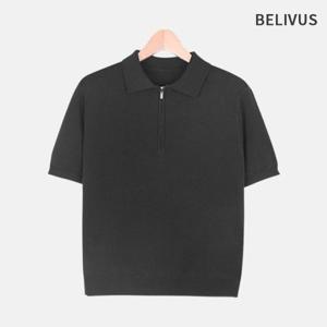 빌리버스 남자 반팔 니트 카라 반집업 BXR013