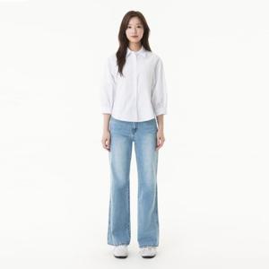 플라스틱아일랜드  소매볼륨 자수 블라우스 (PR2WB461)