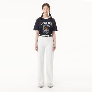 플라스틱아일랜드  배색립 프린트 루즈핏 티셔츠 (PR2CH402)