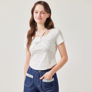 FOCUS  바스트 리본 포인트 슬림 티셔츠 PBBF5M1TS6671