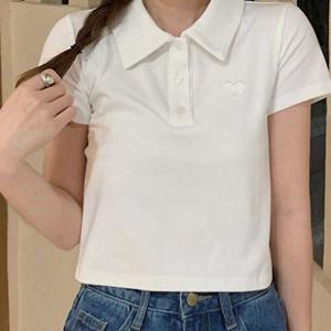 러블리 여성 크롭 카라티 반팔 티셔츠 RNR-0048