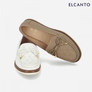 엘칸토  (LCWC08U513) 여성 소가죽 펀칭 리본 로퍼 1.5cm