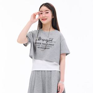 [오션스카이] 여아 크롭 레이어드 반팔 티셔츠-EBJG5892D0B