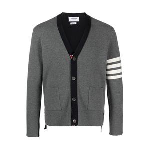 톰브라운 4바 스트라이프 하프 가디건 그레이 MKC548B Y1018 035