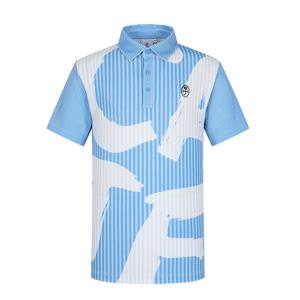 [까스텔바작]남성 세로 스트라이프 조직 믹스 티셔츠 BGEMTS212B