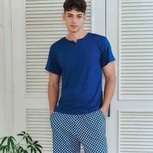 비너스 시원한 착용감 인견 COOL 기하 나염 남성 실내복 상의 VEV3930M