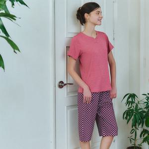 비너스 시원한 착용감 인견 COOL 기하 나염 여성 실내복 하의 VEP3930F