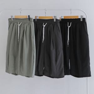 남여공용 핀턱 바스락 루키 벌룬핏 반바지 5C-PTH-Q033-블랙