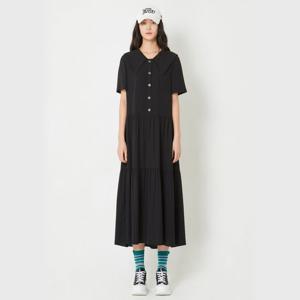 [럭키슈에뜨]셔링 반소매 롱원피스 (LQDAW24500)