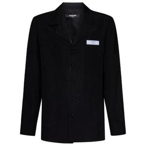 Balmain 로고 패치 V 넥 셔츠 BH0HU237VD44 0PA TP946416121