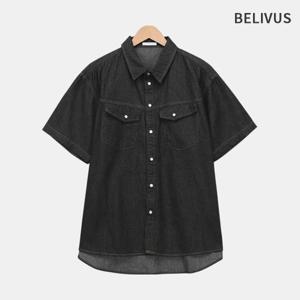 [빌리버스]빌리버스 남자 데님 포켓 웨스턴 반팔 셔츠 BXR053