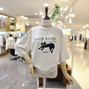 [멜로디가든]M25F8T106_블랙캣 티셔츠