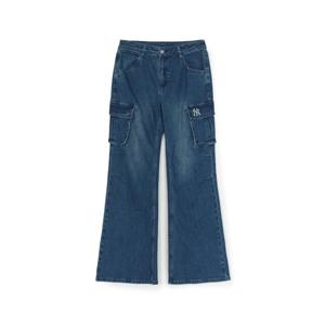 MLB  (3FDPB0454-50INS) 여성 스몰로고 카고 플레어 데님팬츠