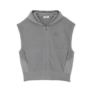 여성 조직 믹스 후드 풀집업 니트 베스트 VLKVP802