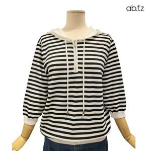 [에이비에프지]스트라이프 패턴 후드 7부 니트 APZ3NW32H