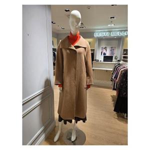 [베스띠벨리]BJHRX2654_울 혼방 레더 트리밍 코트