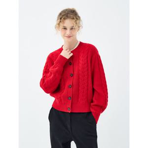 [유닛]울 블렌드 케이블 캐모마일 가디건 (UFKKCA45HN-RED)