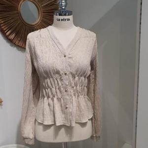 르피타 HC06 V넥 셔링 블라우스(베이지) L253BBL903