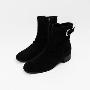 [신난다슈] 여성 앵클부츠 4cm 숏 앵글 부츠 스웨이드 발편한 쿠션 통굽 GDR253090 블랙