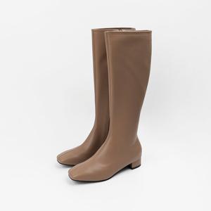 [신난다슈] 여성 롱부츠 3cm 여자 플랫 부츠 소가죽 발편한 쿠션 통굽 슬림핏 GDR25825 브라운