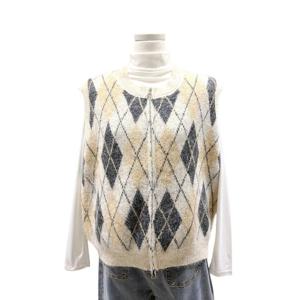 [비지트인뉴욕]아가일 라운드 집업베스트 VBAVK62