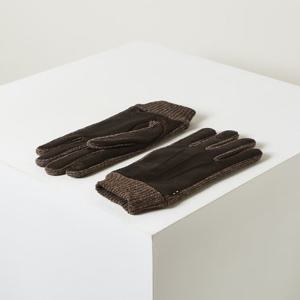 [헤지스] [25FW]브라운 소재배색 염소가죽 장갑HJGV5F110W3