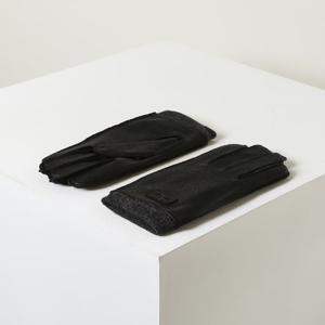 [헤지스] [25FW]블랙 로고장식 염소가죽 장갑 HJGV5F127BK