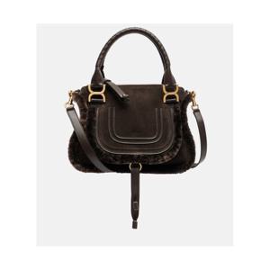 끌로에 Marcie 스몰 시어링 트리밍 스웨이드 토트 백 P01085893