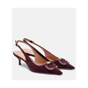 페라가모 Sara 40 Gancini 스웨이드 슬링백 펌프스 P01090778