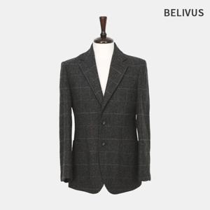 빌리버스 남성 겨울 울블랜드 헤링본 체크 패턴 클래식 보온 싱글 자켓 BVOT183