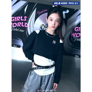 [MLB키즈US] (7FMTB2554-50BKS) 여아 스트릿 베이직 레이어드 맨투맨 아동맨투맨 키즈맨투맨