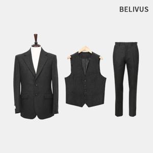 빌리버스 남자 겨울 모던 테일러 울블랜드 솔리드 쓰리피스 세트 BVOT180