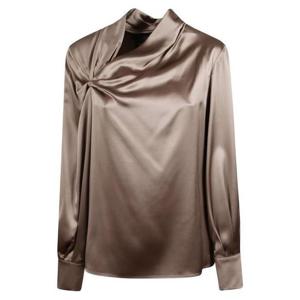 26 SS 막스마라 롱슬리브 퓨어 실크 애시메트릭 새틴 블라우스 2521116014600