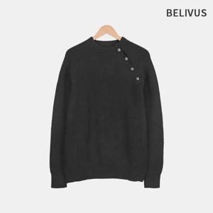 빌리버스 남자 하이넥 사이드버튼 골지 니트 스웨터 BOCET005